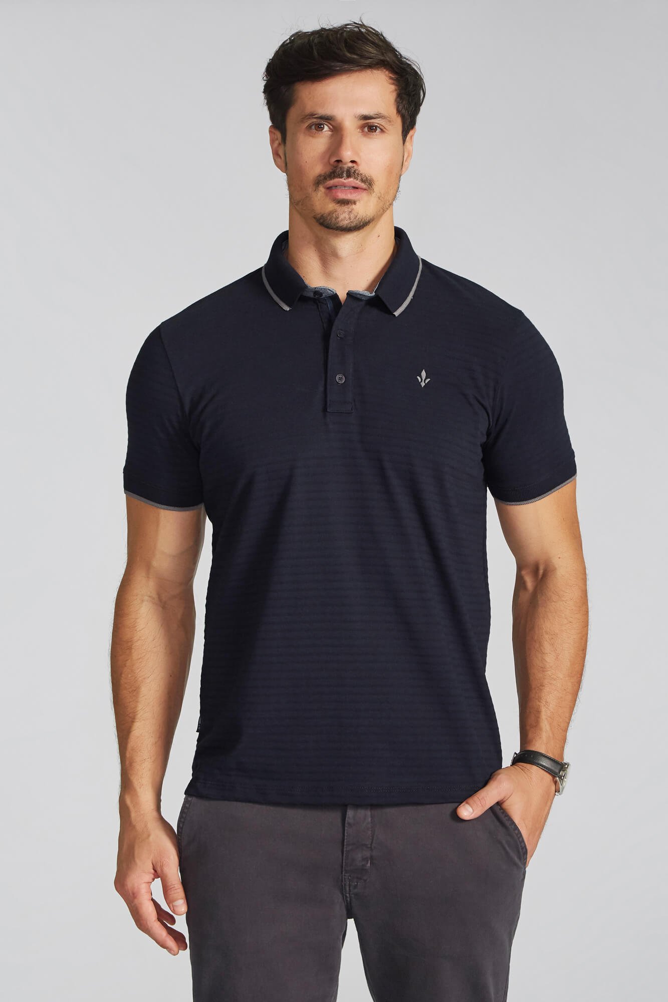 Polo Masculina Regular Manga Curta