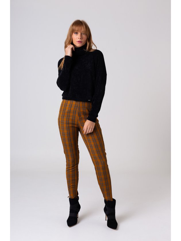 Calça Feminina Xadrez Alfaiataria