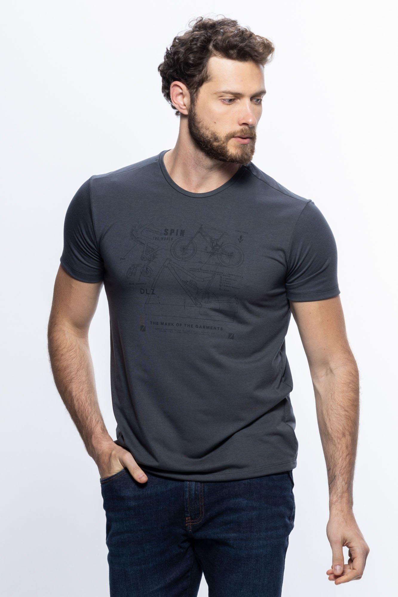 dyan L Camiseta Masculina Slim Manga Curta DLZ