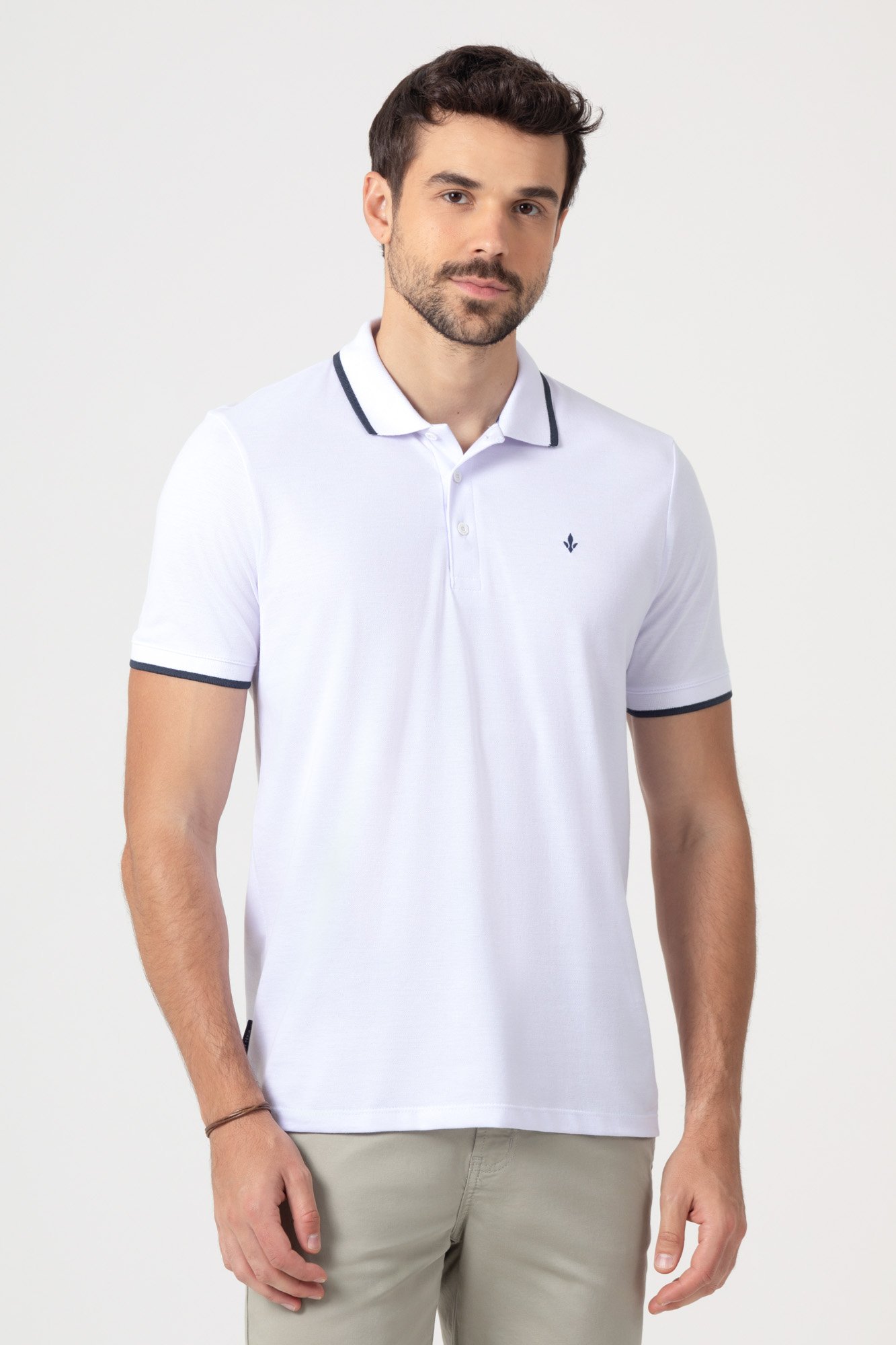 Polo Masculina Regular Manga Curta Com Bolso