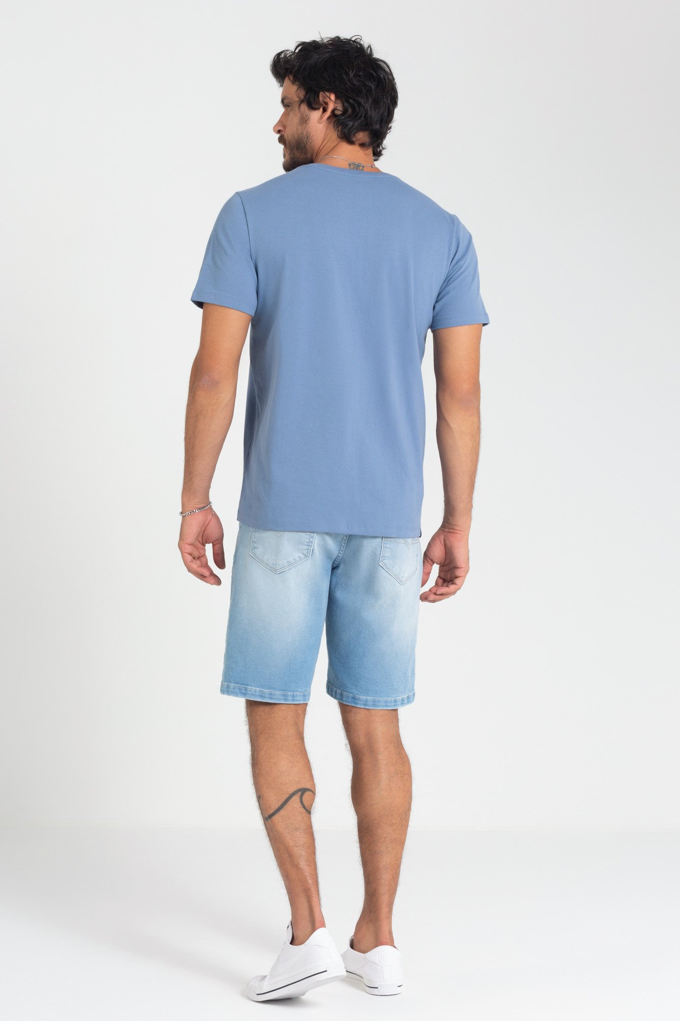 Camiseta Azul Glacial em Algodão com Elastano DLZ