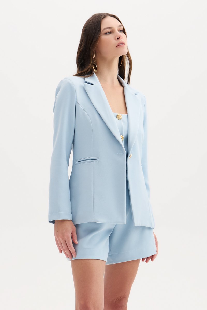 Blazer Solto Alfaiataria Manga Longa Flor de Lis