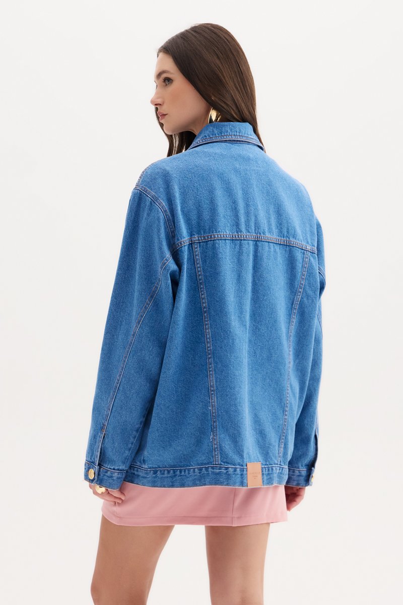 Jaqueta Trucker Oversized Flor de Lis