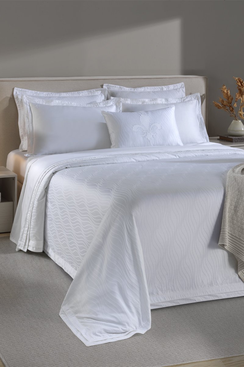 Jogo de Cama Queen Veneza em algod&atilde;o eg&iacute;pcio, Branco Total