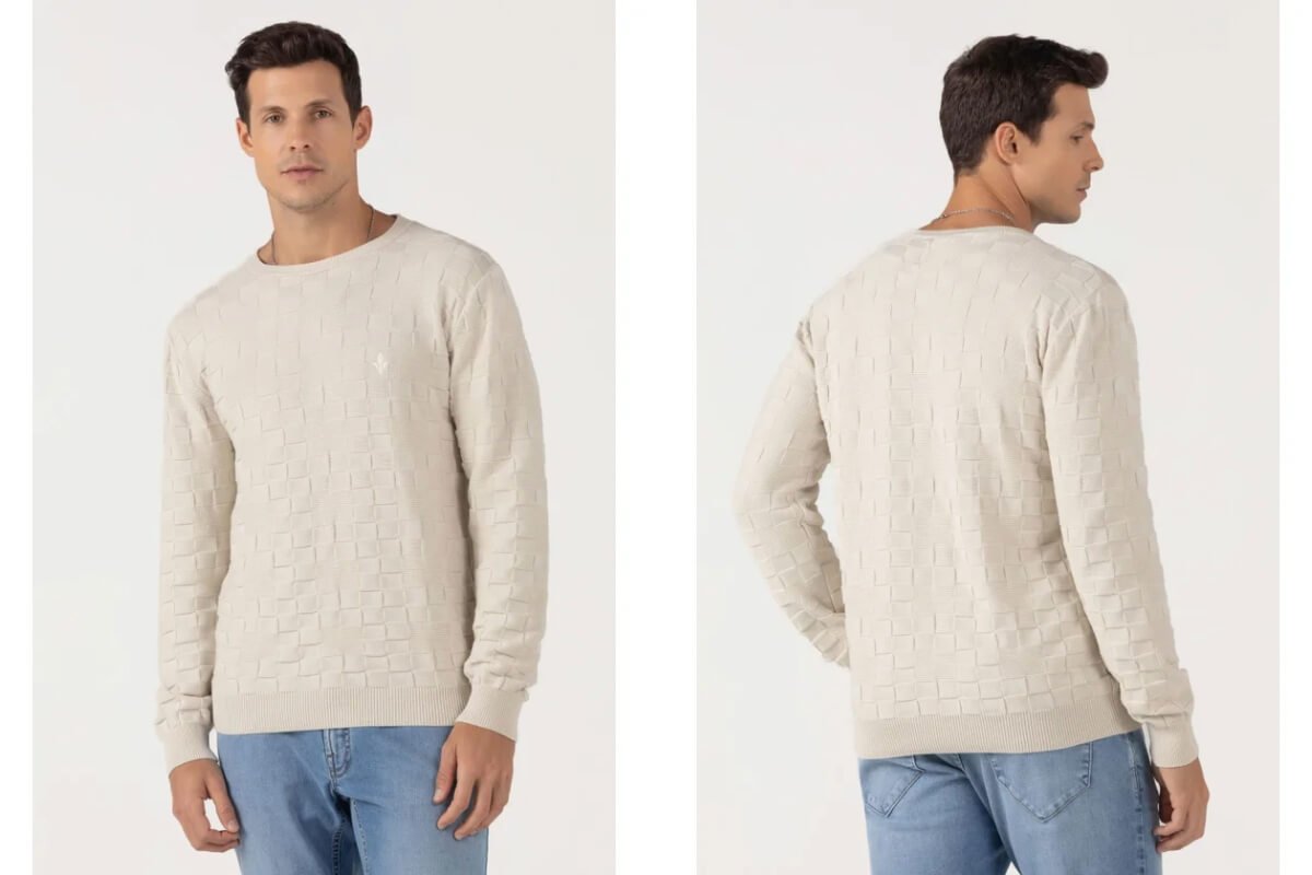 homem usando tricot off white