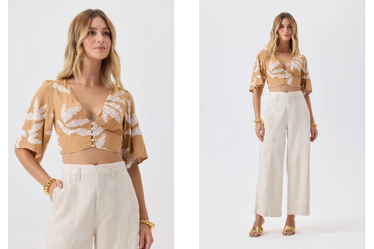 mulher usando blusa leve e calca de alfaiataria