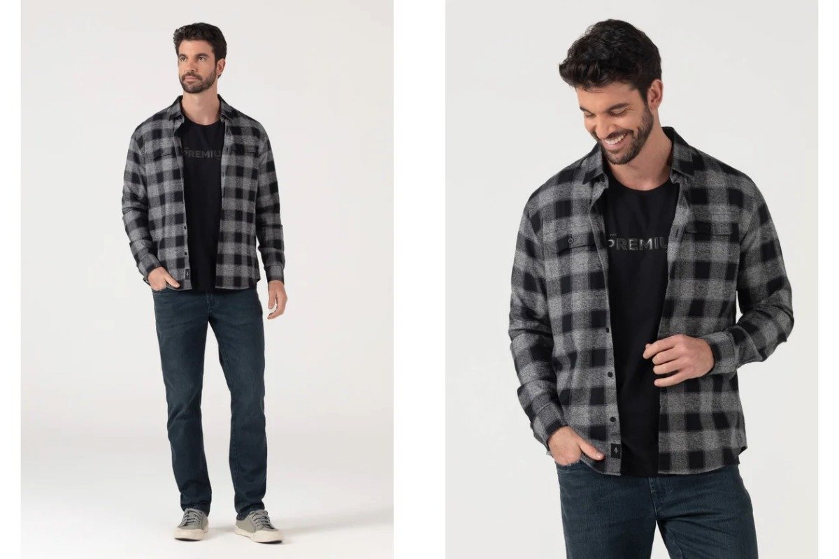 homem usando camisa por cima da camiseta e calca jeans