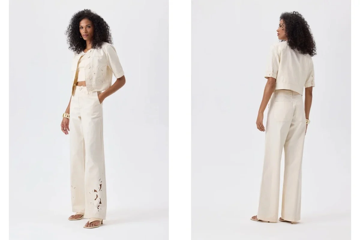 mulher negra usando conjunto off white