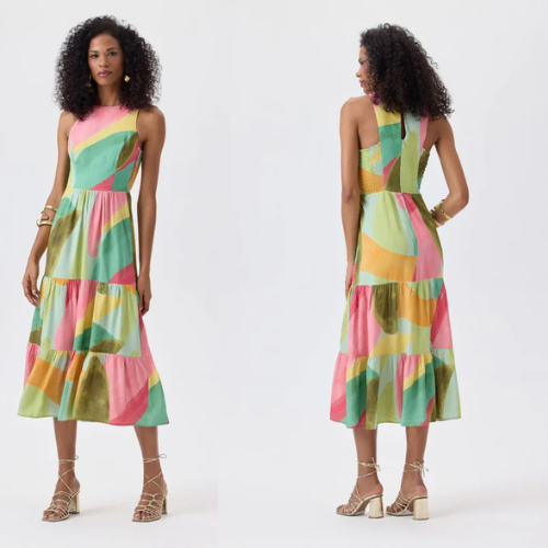 Vestido Feminino Solto Maxi Midi Flor de Lis