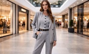 modelo posando em shopping