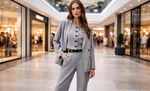 modelo posando em shopping