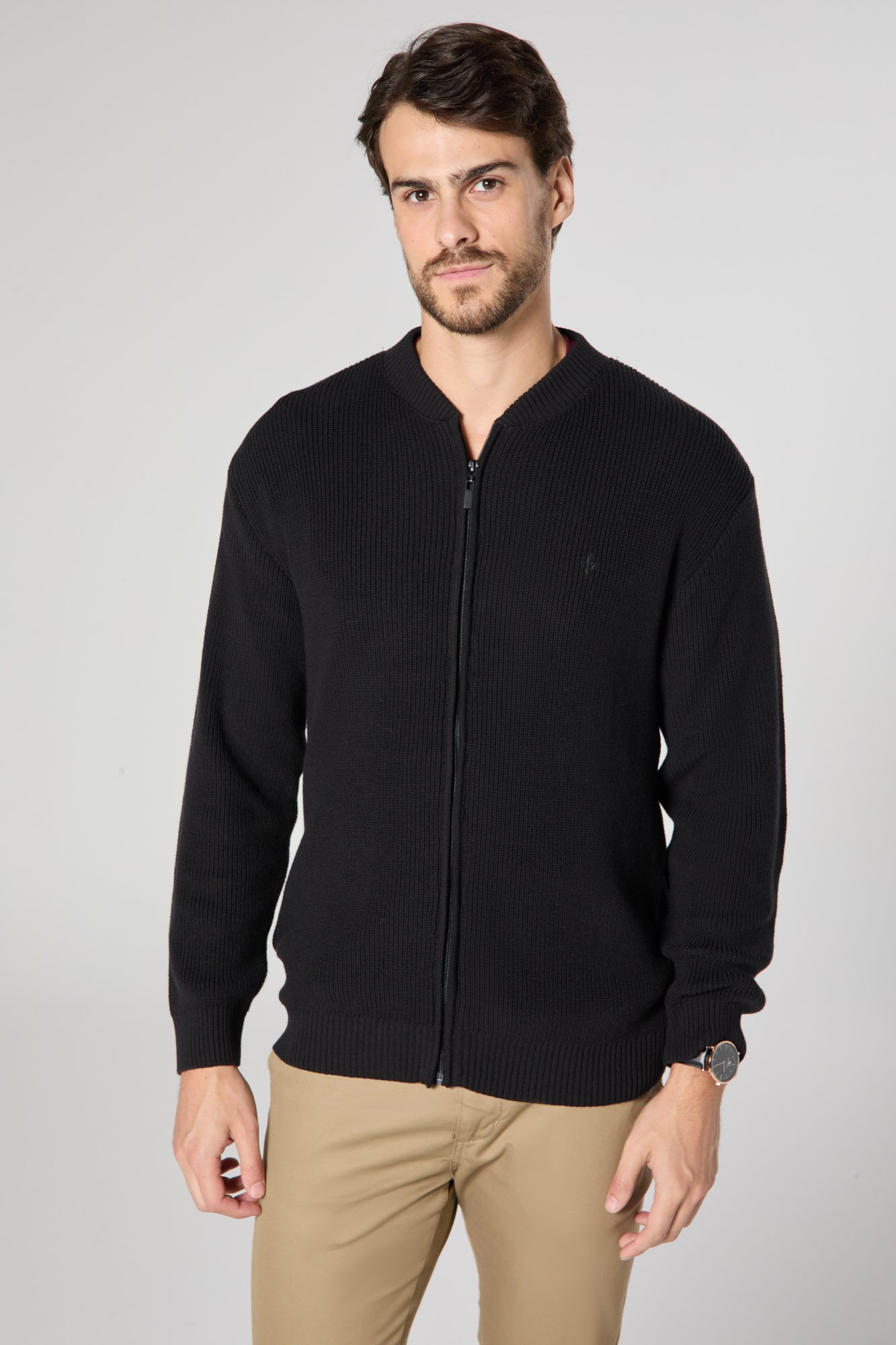 Blusa Masculina de Tricô Com Zíper DLZ