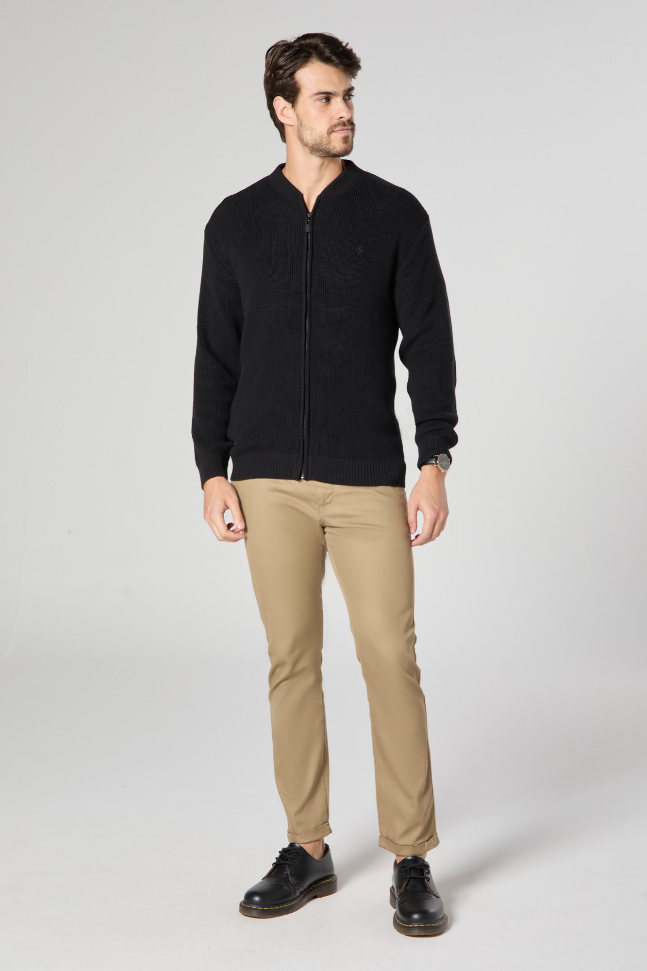 Blusa Masculina de Tricô Com Zíper DLZ