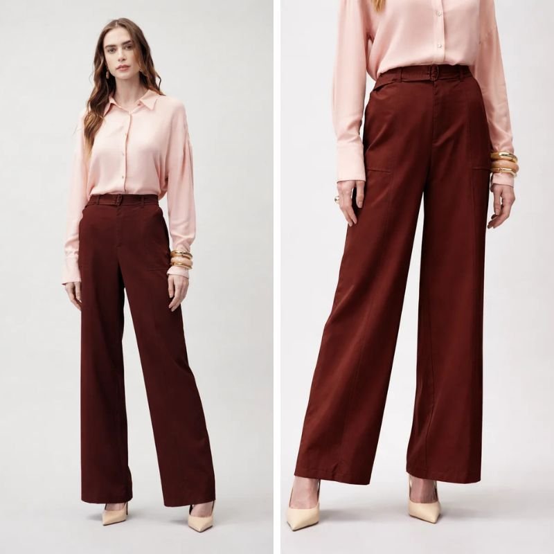 mulher com calca de alfaiataria e camisa