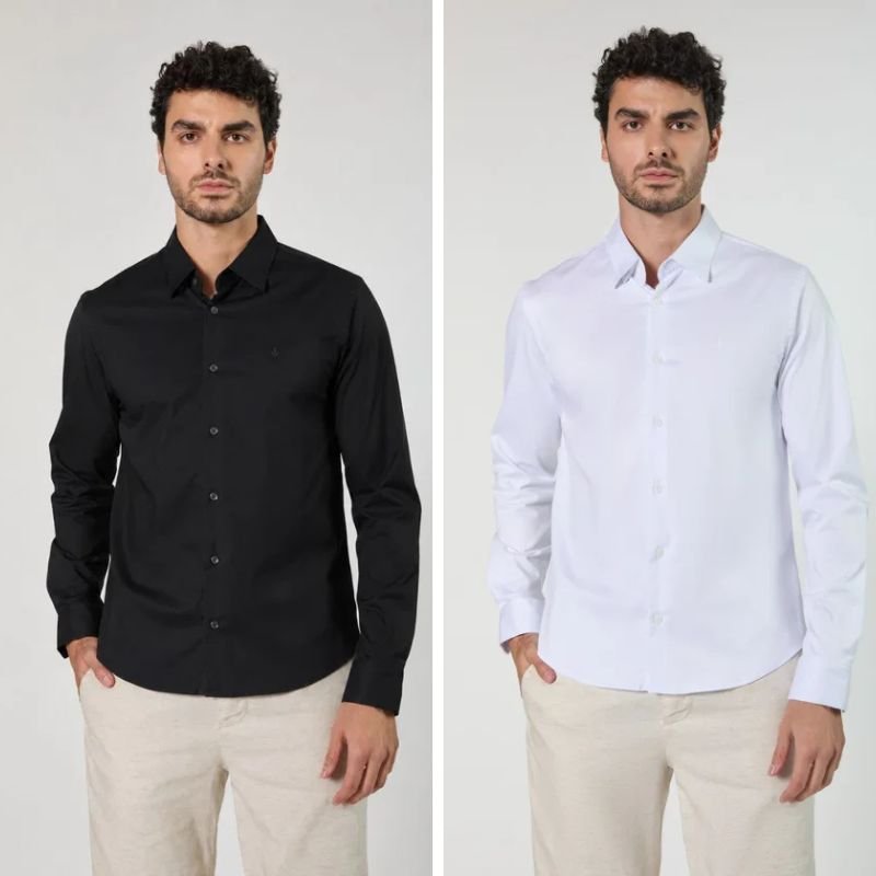 modelos com camisa branca e preta