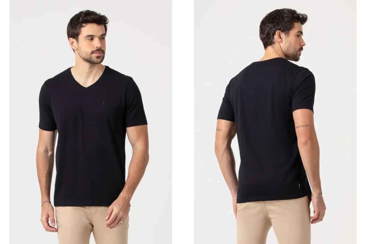 homem usando camiseta preta