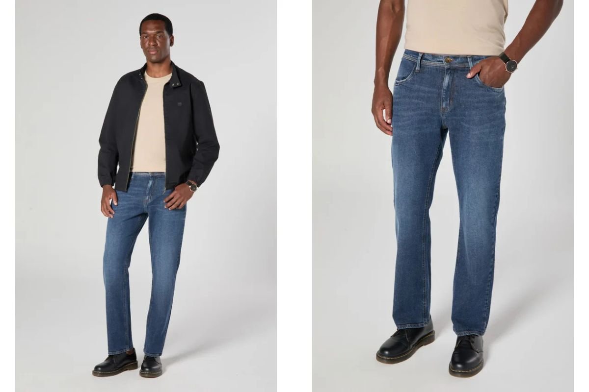 modelo usando calca jeans regular