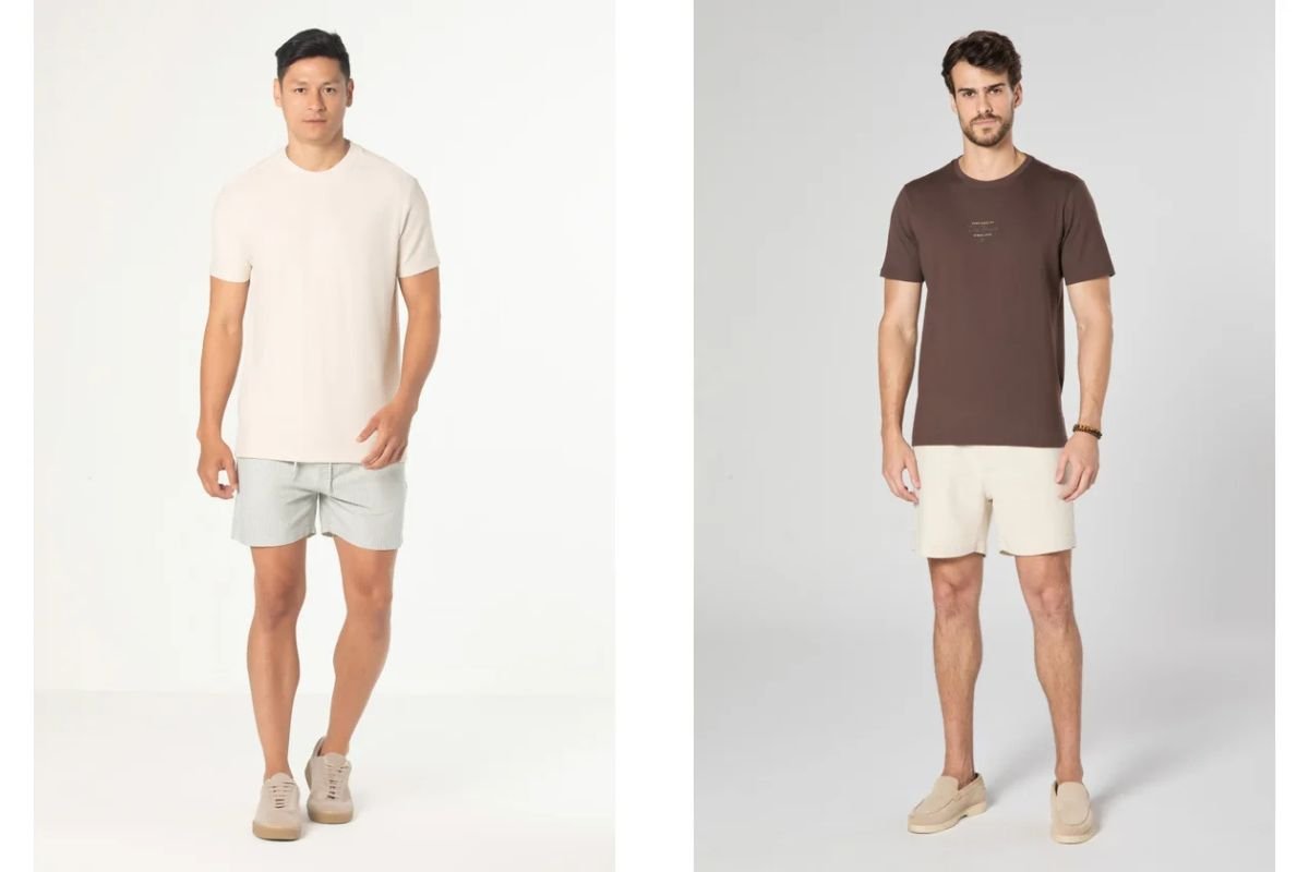 modelos usando bermuda e camiseta